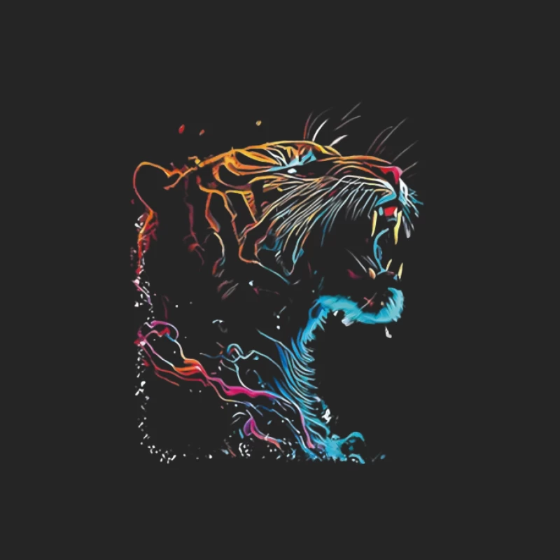 Bunte Tigerkunst, Farbe, Linienkunst Herren Pullover Sweatshirt