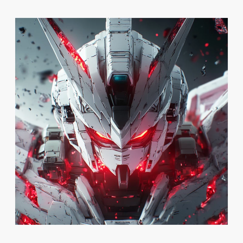 Menacing Mecha: Futuristic Robot with Glowing Red Eyes Throw Pillow