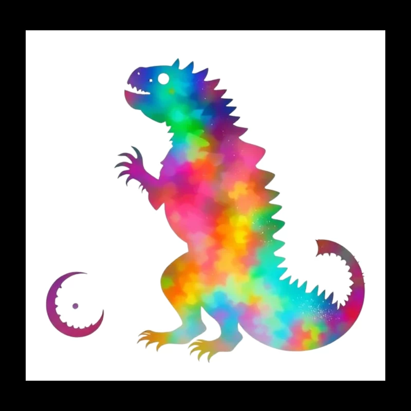 Rainbow Watercolor T-Rex Silhouette Throw Pillow