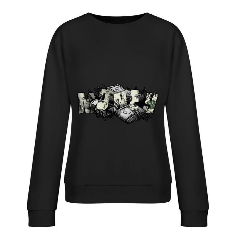 Money Illustration Female Pullover Sweatshirt