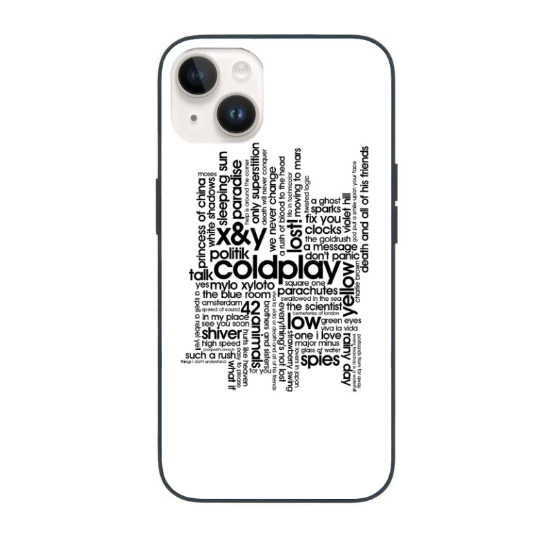 Coldplay Songs Word Cloud Typography Art iPhone Case