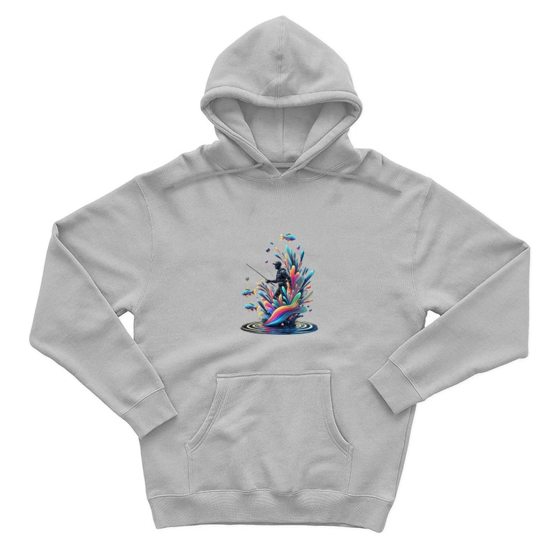 Surreal Fisherman in Vibrant Underwater Fantasy Male Pullover Hoodie