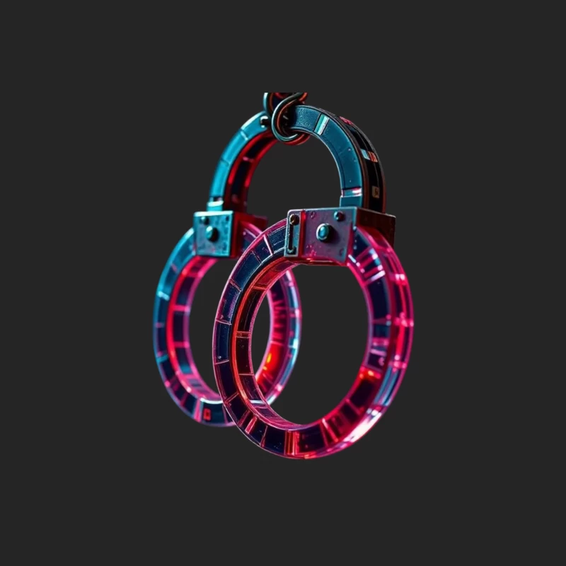 Illuminated Cyberpunk Handcuffs with Neon Pink and Blue Glow Male Pullover Sweatshirt