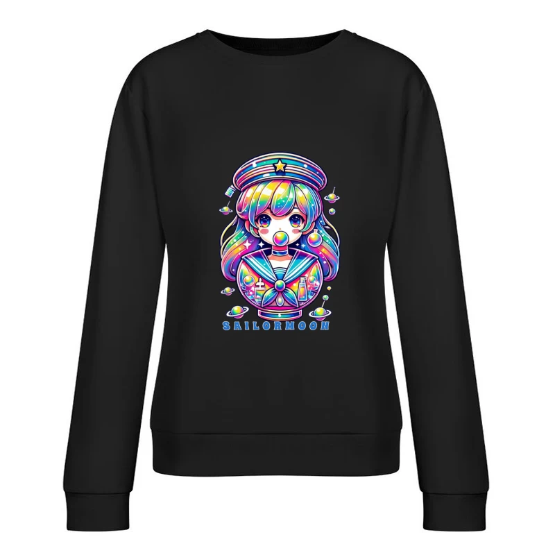 Rainbow Kawaii Sailor Moon Space Art Female Pullover Sweatshirt