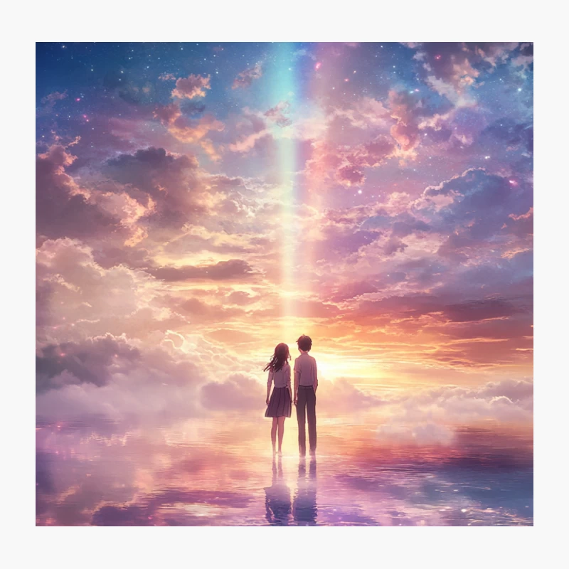 Romantic Silhouettes in a Fantastical Sunset Reflection Throw Pillow