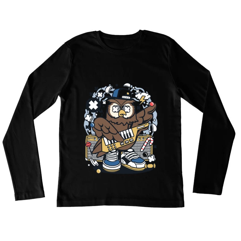 Hibou Musicien Urbain Femme Manches Longues T-Shirt