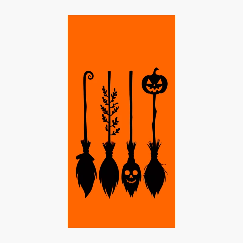 Halloween Witch Broom Silhouette Collection iPhone Case