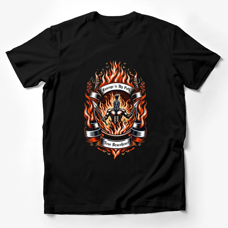 Mutiger Krieger im Flammenmotiv Herren T-Shirt