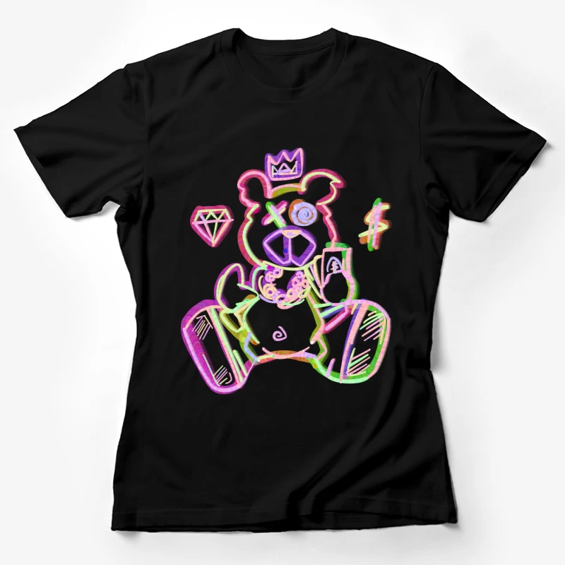 Neon Bärenkunst mit Kronen und Schmuck Damen T-Shirt