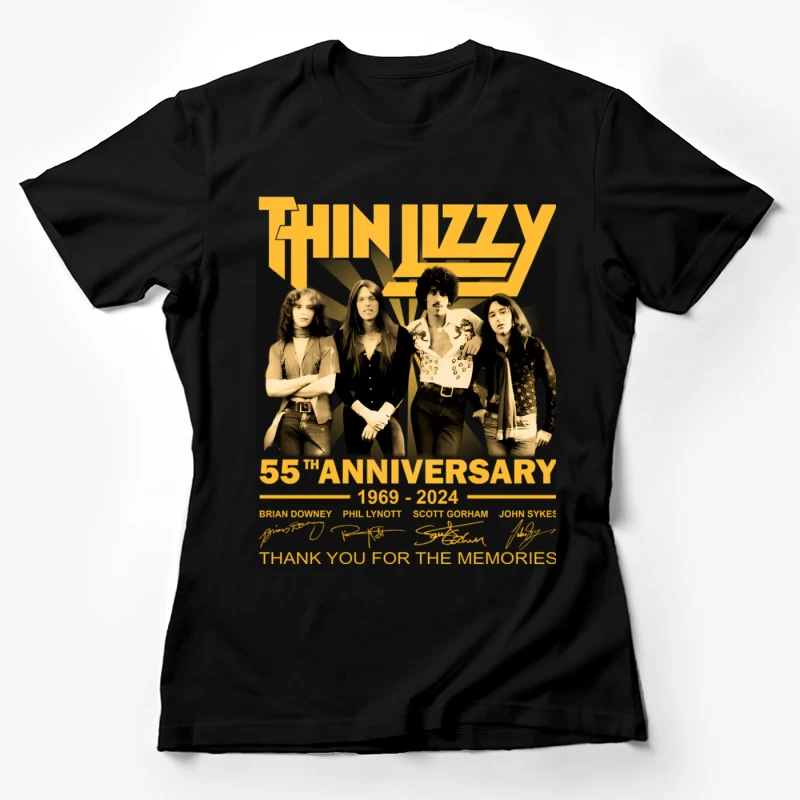 Thin Lizzy 55th Anniversary Commemorative Band Photo (1969-2024) Female T-Shirt