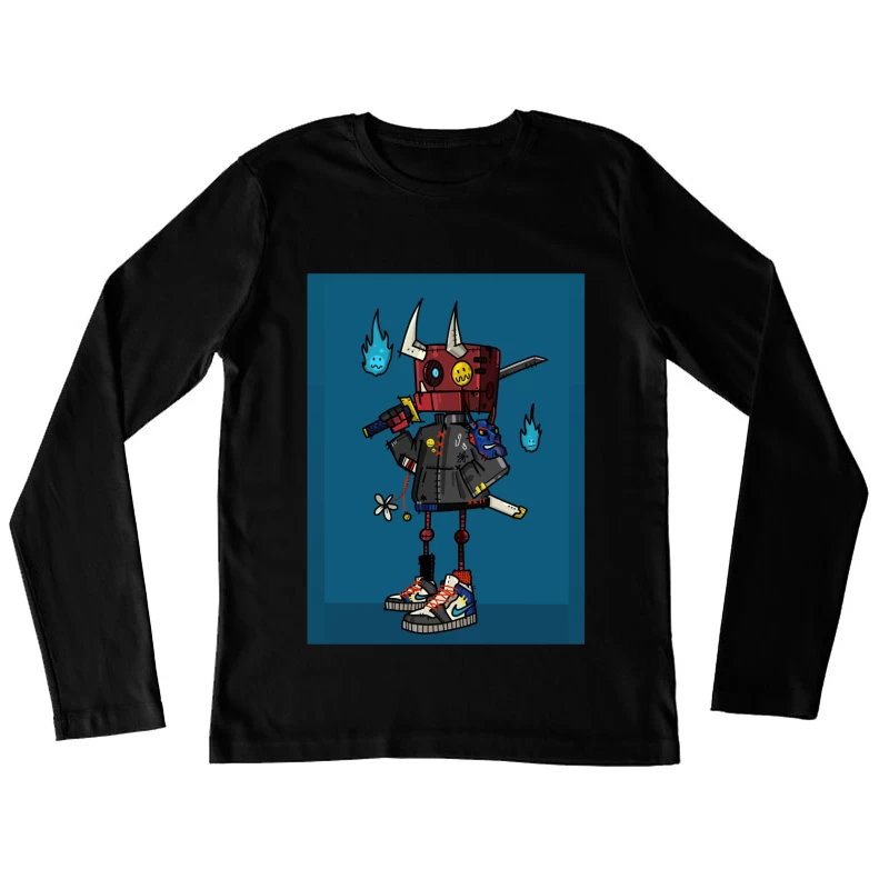 Stylish Robo Samurai Female Long Sleeve T-Shirt