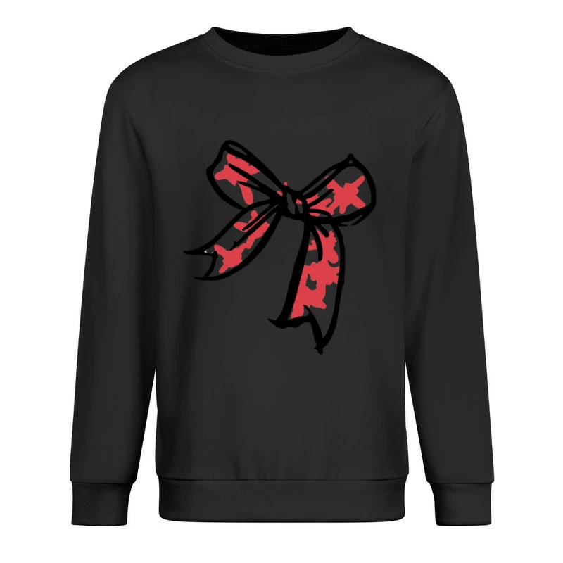 Rote Schleife mit schwarzen Konturen Herren Pullover Sweatshirt