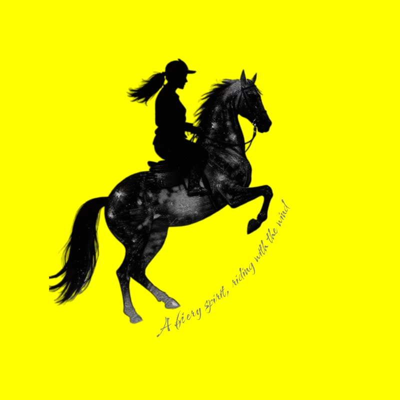 Horse rider with quotes ahillouette Tapestry