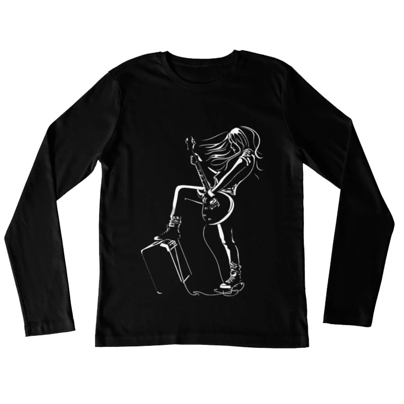 Rock Guitarist Illustration Female Long Sleeve T-Shirt