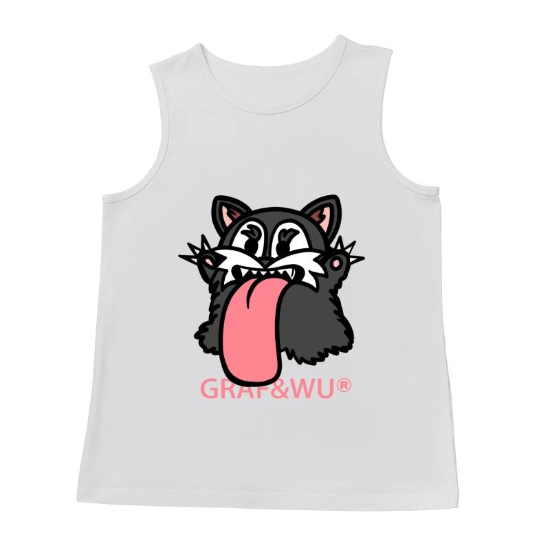 Grafisches Katzenlogo mit Zunge Herren Tanktops
