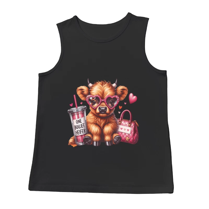 Süße stilvolle Kuh mit Herzbrille Herren Tanktops