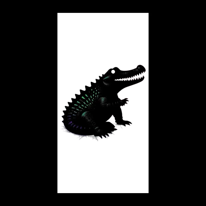 Cute Black Alligator Silhouette with Iridescent Details iPhone Case