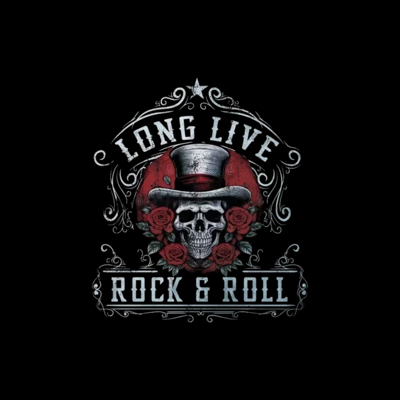 Long Live Rock and Roll Skull Design Tapestry