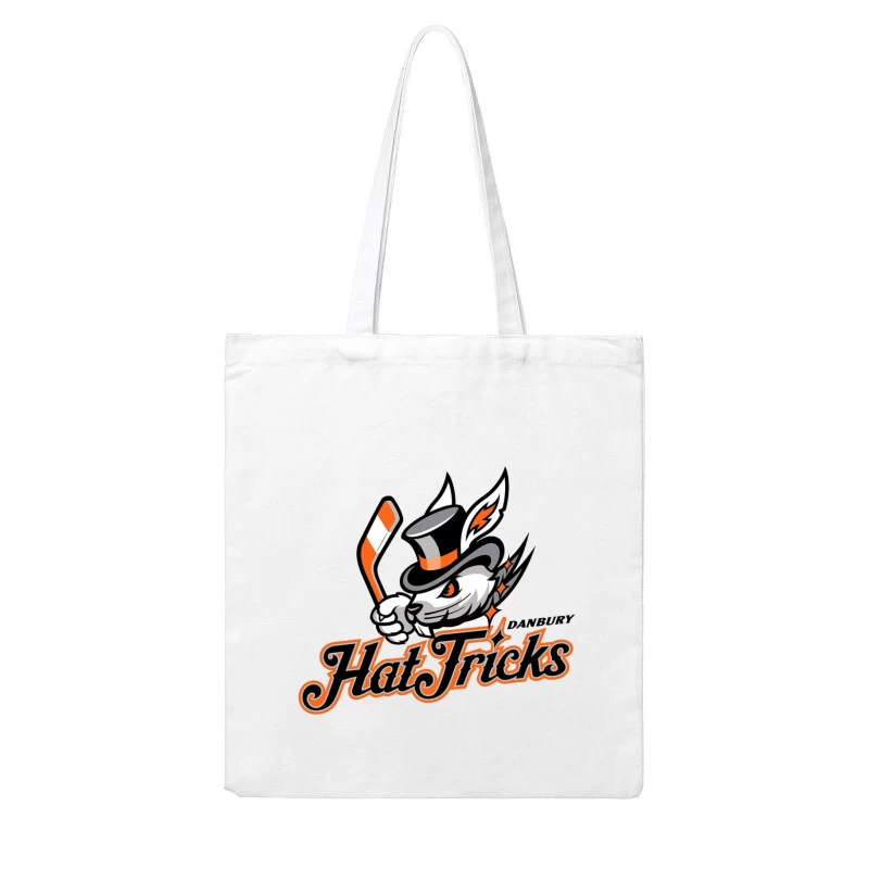 Danbury Hat Tricks Hockey Team Logo with Rabbit Mascot Cotton Tote Bag