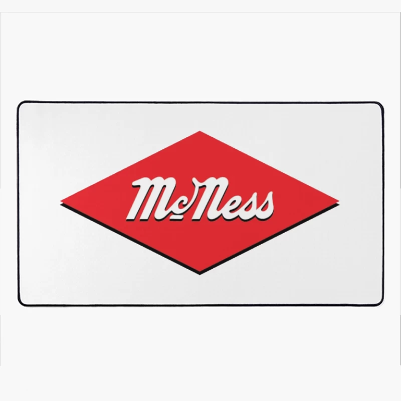 Vintage McNess Diamond Logo in Red and White Desk Mat