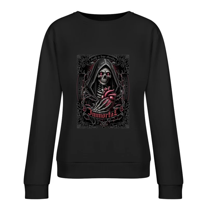 Gothic Immortal Reaper with Anatomical Heart Female Pullover Sweatshirt