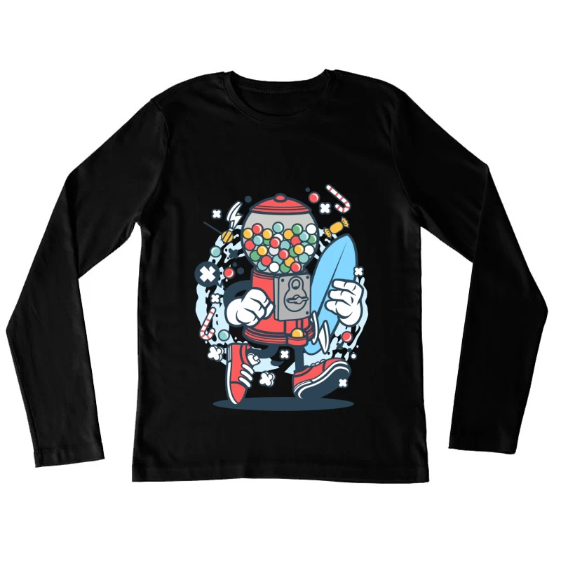 Distributeur de bonbons avec planche de surf Femme Manches Longues T-Shirt