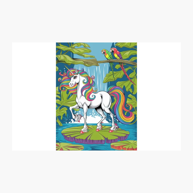 Magical Unicorn in Tropical Paradise with Parrots Travel Mug