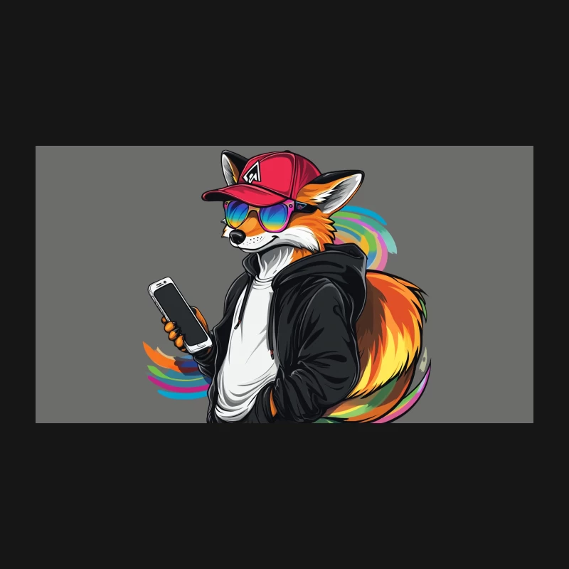 Cool Urban Fox with Sunglasses and Smartphone in Hoodie Desk Mat