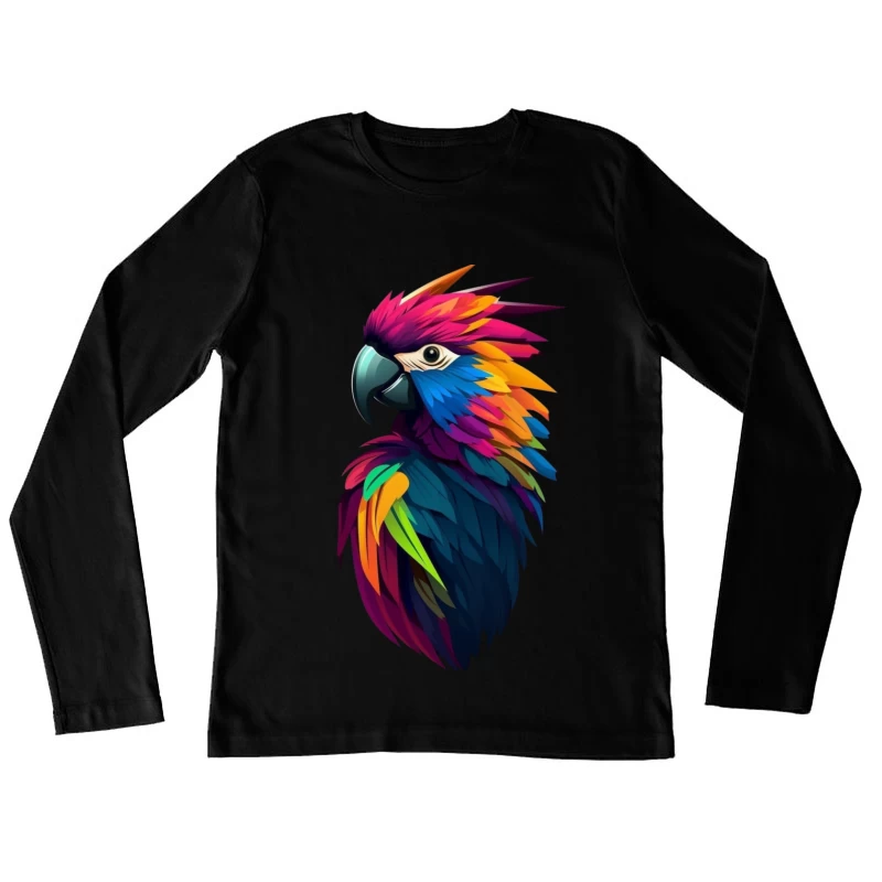 Colorful Parrot Illustration Female Long Sleeve T-Shirt