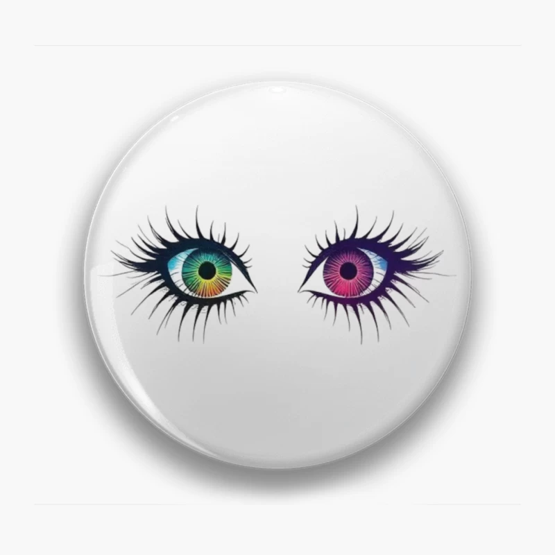 Artistic Illustration of Colorful Heterochromatic Eyes Pin