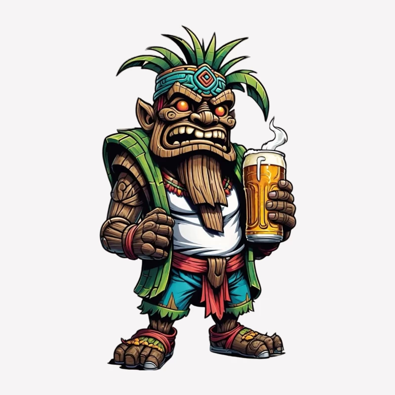 Angry Tribal Character with Beer Female T-Shirt