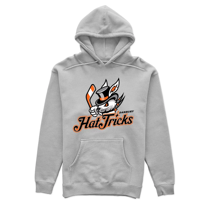 Danbury Hat Tricks Hockey Team Logo with Rabbit Mascot Female Pullover Hoodie