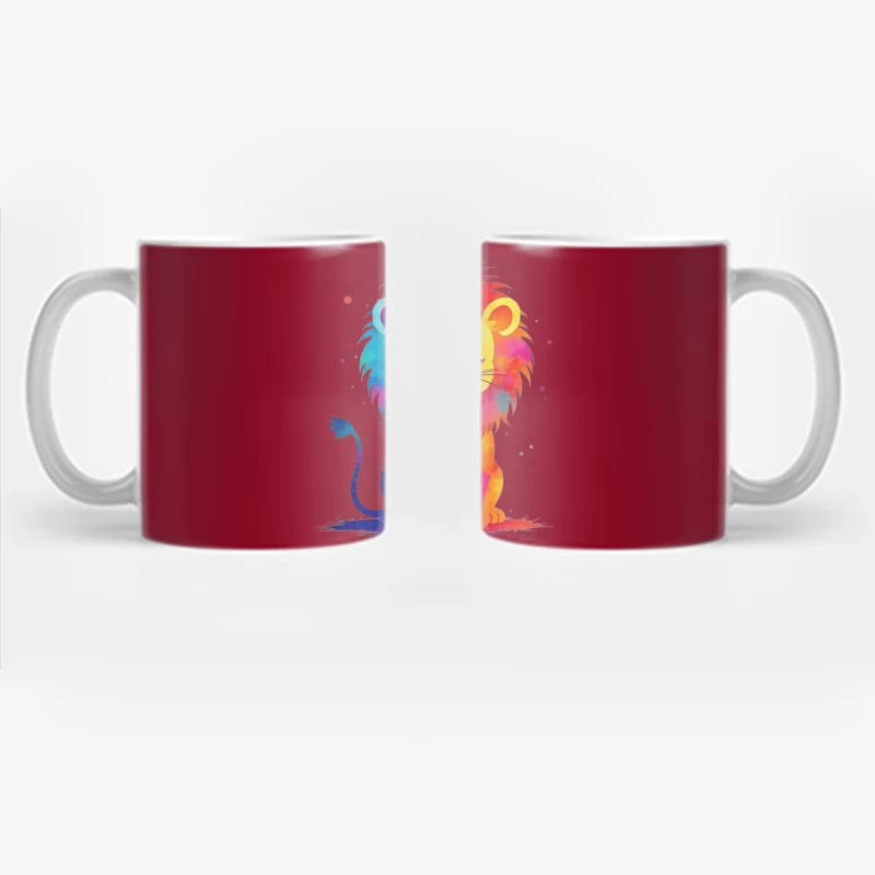 Colorful Cartoon Lion Illustration Coffee Mug