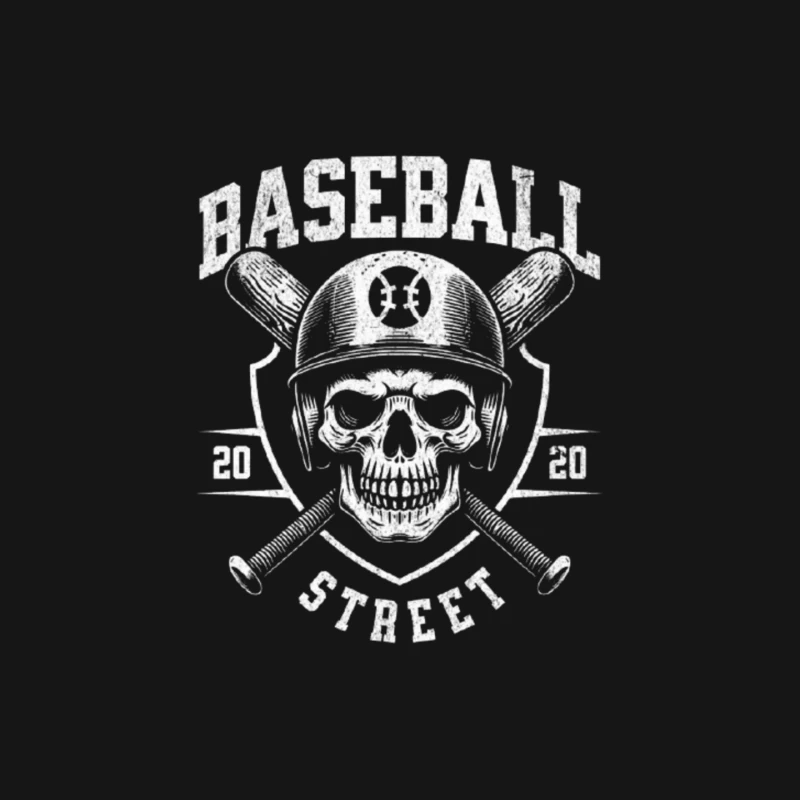 Vintage Baseball Skull with Crossed Bats Monochrome Logo Mouse Pad