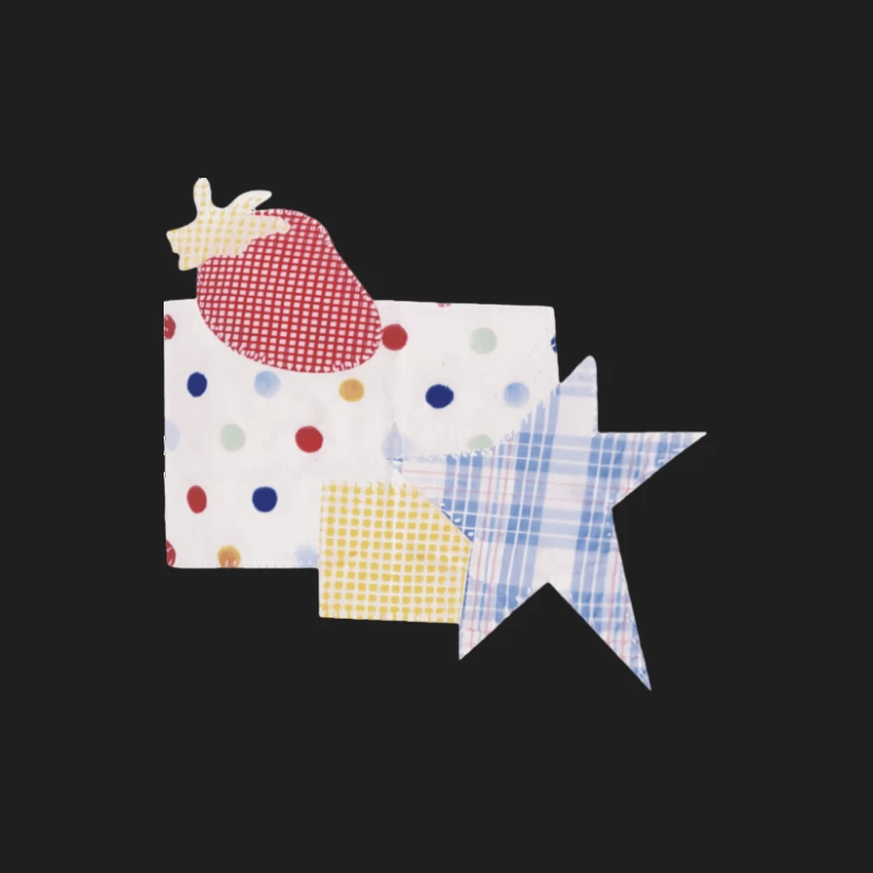 Patchwork-Muster mit Erdbeere, Stern und Punkten Herren Tanktops