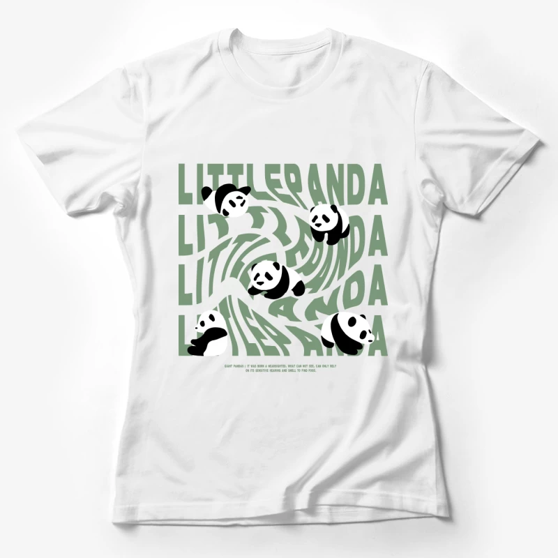 Niedliche Pandas auf verzerrtem Text Damen T-Shirt