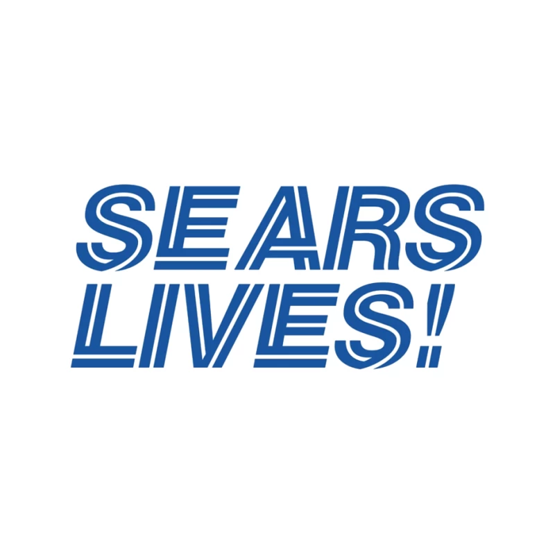 Sears Lives! Blue Text Logo Design Pin