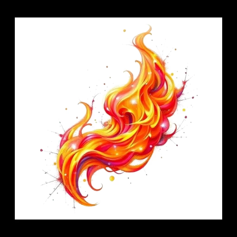 Vibrant Watercolor Fire Flame Art Throw Pillow