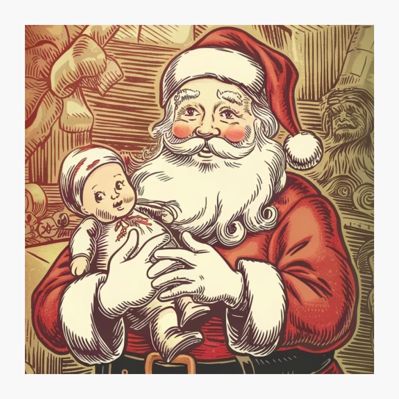 Vintage Santa Claus Illustration: A Festive Christmas Scene Pin