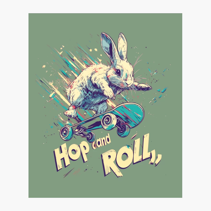 Hop and Roll: Skateboarding Rabbit Graffiti Illustration Cotton Tote Bag