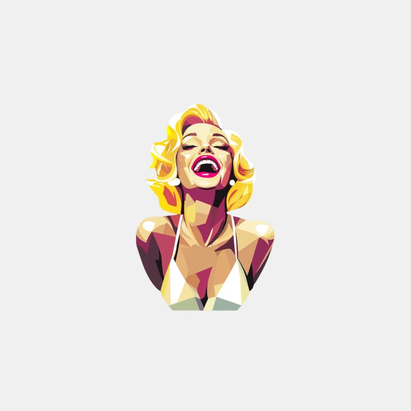 Vibrant Pop Art Portrait of Laughing Blonde in Vintage Style Male Tank Top