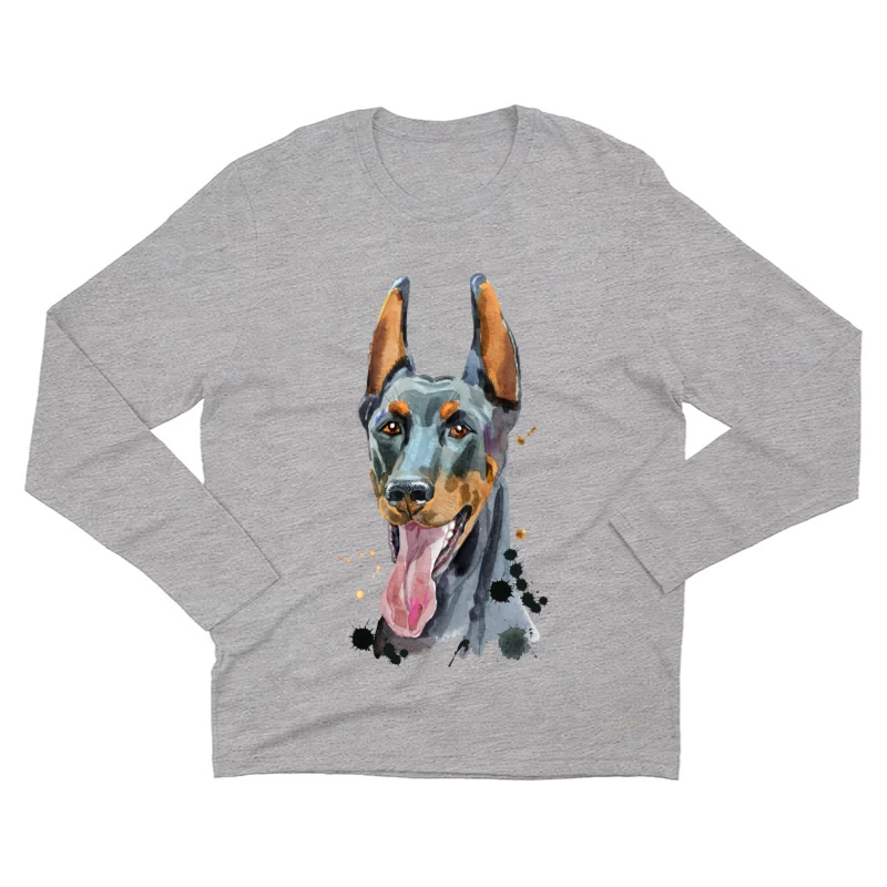 Portrait artistique de doberman Homme Manches Longues T-Shirt