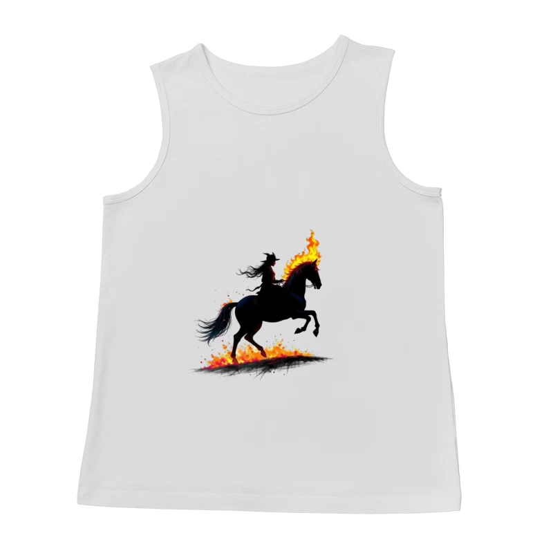 Mystical Dark Rider with Flaming Horse Silhouette Male Tank Top