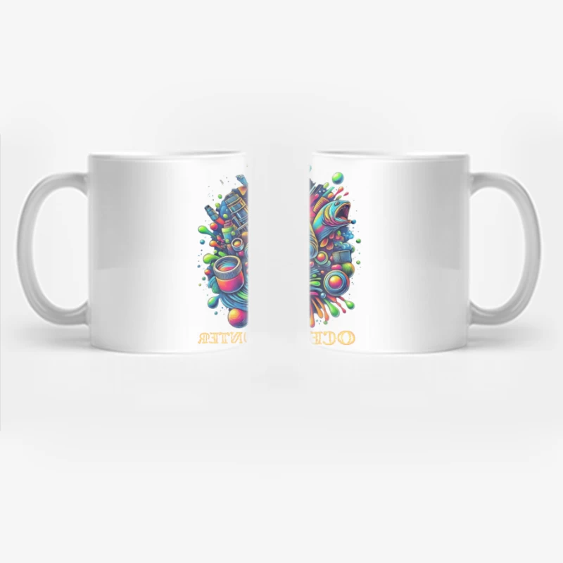 Psychedelic Fishing Adventure Art Coffee Mug