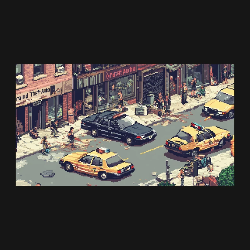 Retro Pixel Art of Snowy New York City Street with Taxis Desk Mat
