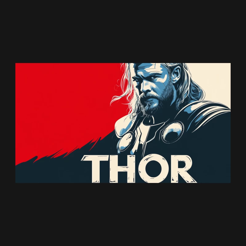 Stylized Thor Movie Poster: Marvel Superhero in Blue and Red Desk Mat