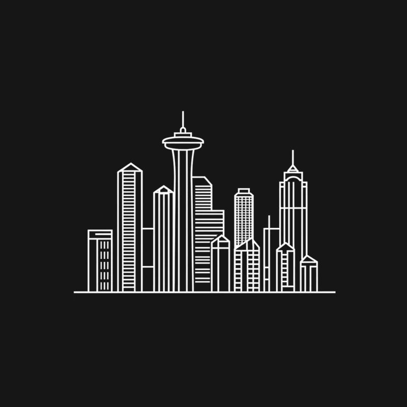Minimalist White Cityscape Skyline Outline Desk Mat