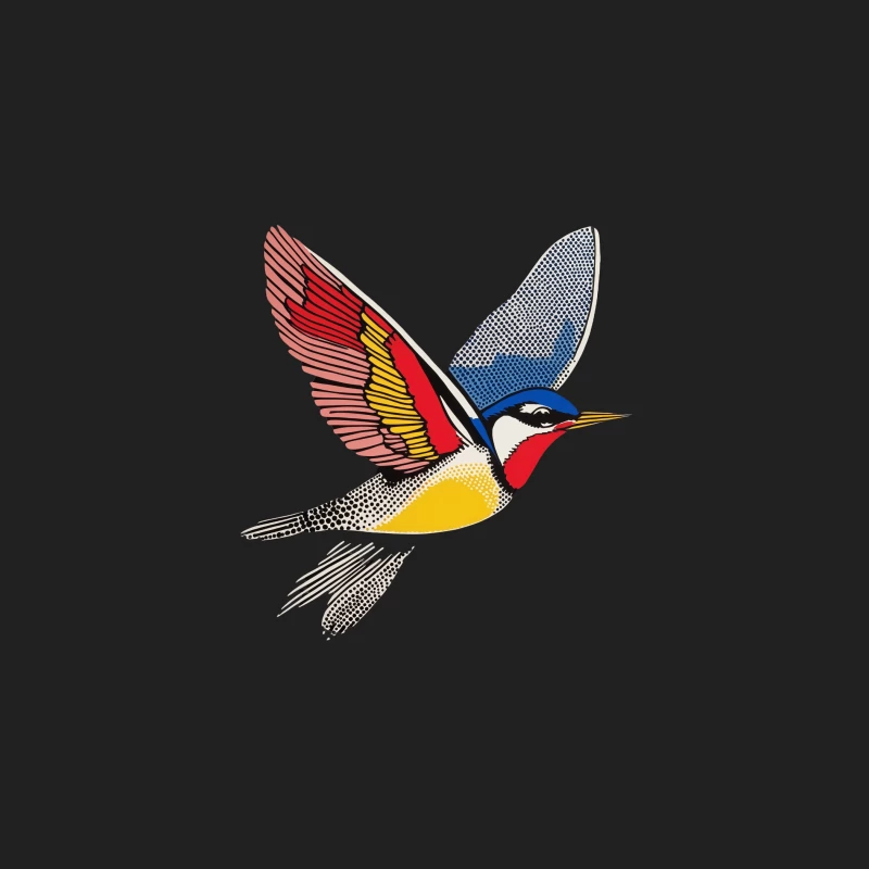 Vibrant Geometric Bird Illustration in Flight Bucket Hat