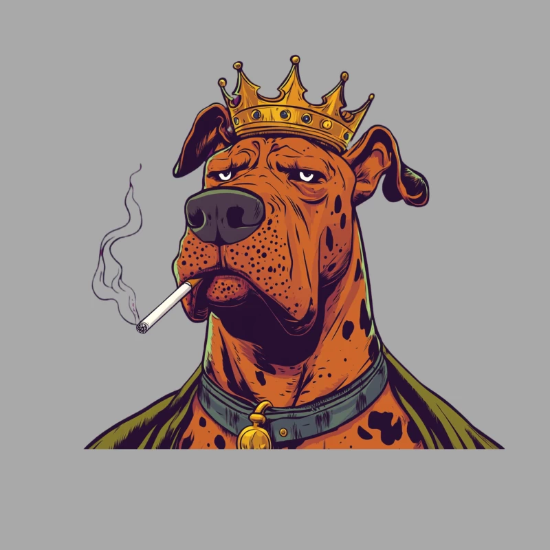 Royal Dog Smoking Cartoon Illustration Female Pullover Hoodie