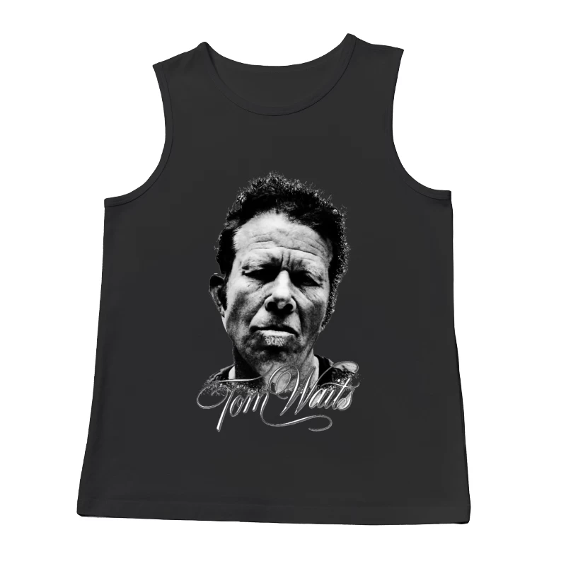 Dramatic Black and White Portrait with Intense Expression Male Tank Top